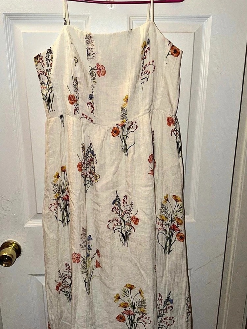 H&M Wildflower Collection Smocked Midi Dress Floral White & Multicolor